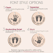 Select form our font style options classic, typewriter, handwriting or block. Backside engraving optional for an additional fee. 