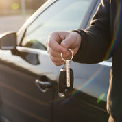 Personalized car keychain engraved metal bar keyring drive safe gift for new driver or car owner