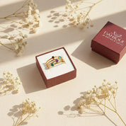 Gift ready fire opal birthstone ring in jewelry box