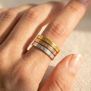 model wearing til death engraved ring. Custom Engraved, Name Engraving, Date Engraving, Coordinates Engraving, Initials, Short Quote, Secret Message, Love Note, Roman Numerals, Forever, Always, Promise ring, Soulmate, Best Friends, Family Bond, Anniversary Gift, Birthday Gift, Graduation Gift, Wedding Band, Couple Ring, Memorial Ring, valentine's day, Sentimental, Hidden Message, Minimalist Design, christmas, gift for husband, gift for wife