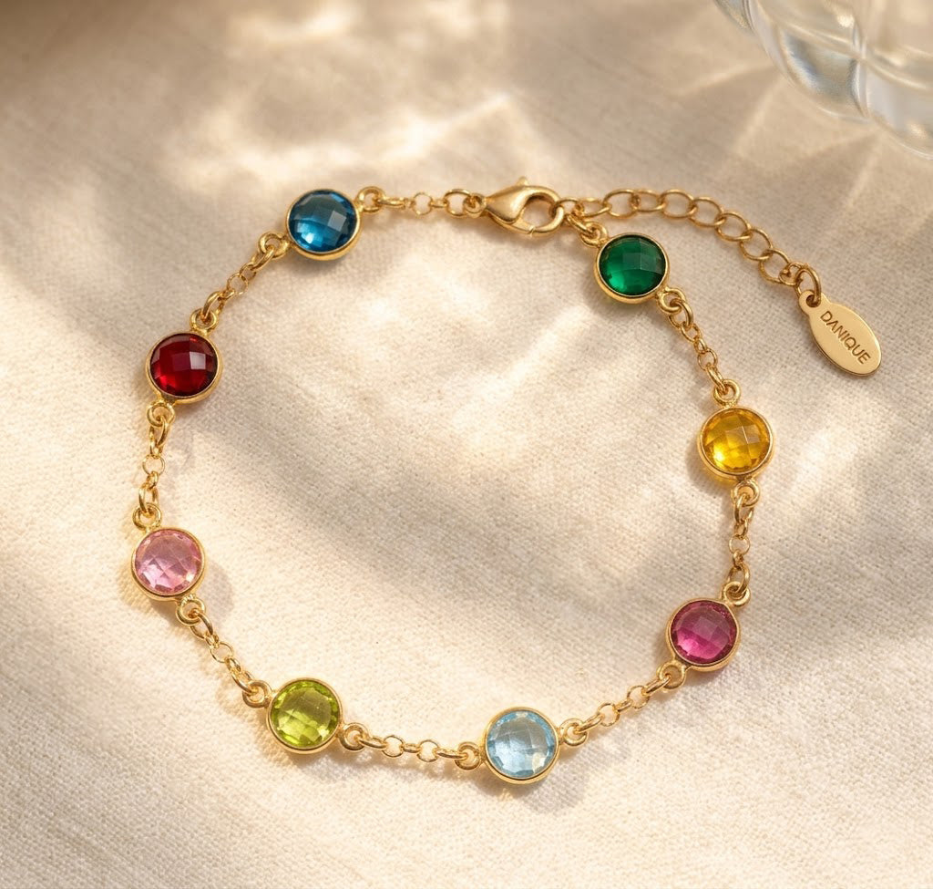 Taylor Swift inspired birthstone bracelet with 6mm stones, personalized multistone bracelet for mom or girlfriend gift