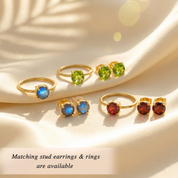 Faceted birthstone earrings gold prong set colorful gemstone studs available in all birth months