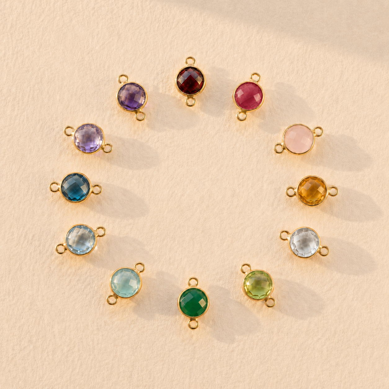 Additional Round Birthstone Charm for Necklace or Bracelet