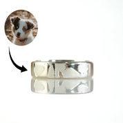 A silver 6mm dog nose print ring. Dog nose print ring, engraved pet ring, custom dog jewelry, sterling silver dog ring, vermeil gold pet ring, rose gold dog ring, personalized pet ring, dog lover gift, pet keepsake jewelry, custom engraving, unique pet memorial, dog owner gift, pet jewelry