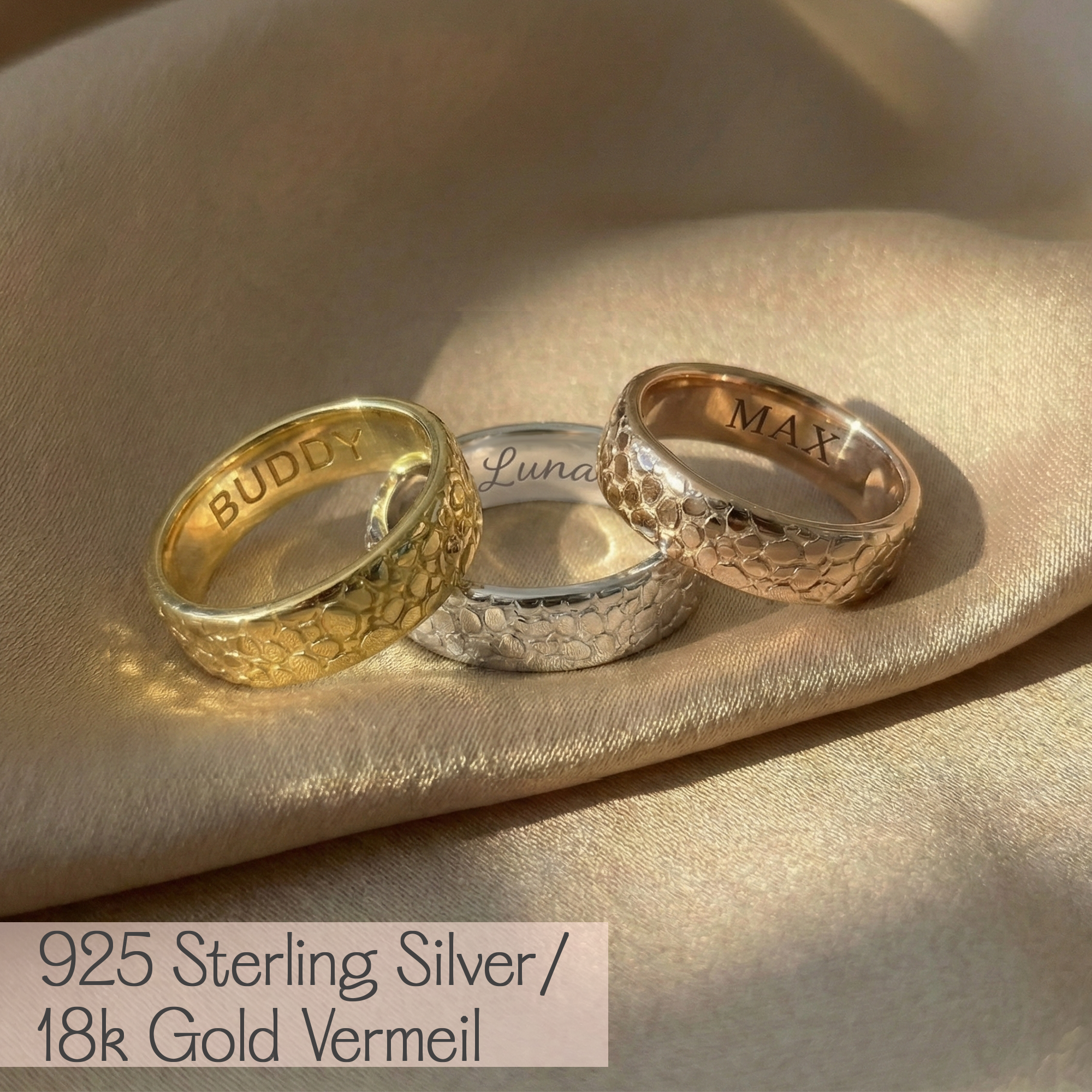 6mm Custom Dog Nose Print Ring, Personalized Pet Keepsake Gift Memorial Cat Sterling Silver, Rose Gold [6mm]