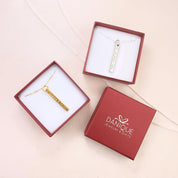 sterling silver and gold plated dainty bar necklaces in signature gift box. gifting ready! Gift giving ready. necklaces for women, gift for her, gift for wife, birthday, christmas gift, valentine's day gift, gift for girlfriend, anniversary gift, silver anniversary, gold anniversary, personalized jewelry, custom jewelry, gift for fiance, holiday gift, unique gift ideas, necklaces for her, wedding party gifts, bridal party gifts, prom season, prom jewelry, birthstone necklaces, engraved necklaces, grad gift