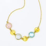 Personalized Round Birthstone & Initial Long Station Statement Necklace