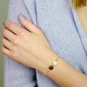 Personalized Aquamarine Chalcedony Bracelet with Initial Charm • March Birthstone