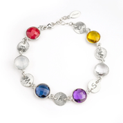 Personalized Family Birthstone Bracelet with Custom Initial Charms