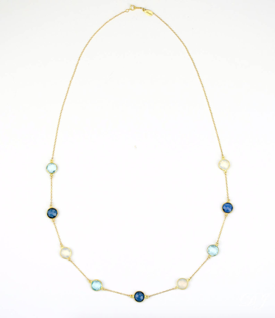 Taylor Swift-inspired birthstone necklace gold plated with 9 birthstones. music lover jewelry, music lover gift, valentines day, birthstone jewelry, birth month jewelry, blue quartz, kyanite, clear quartz birthstones, custom layering necklace