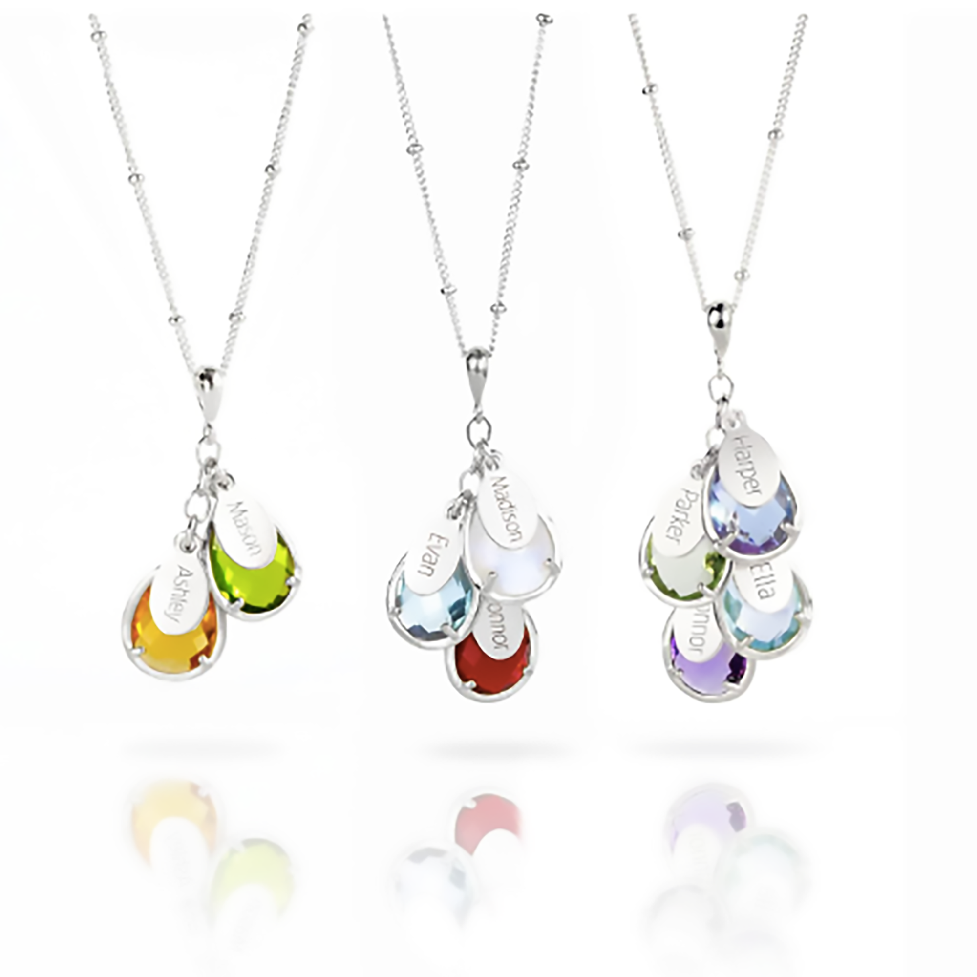 The Danique Birthstone & Name Necklace for Mom, Mother's Cascade Pendant, Sterling Silver or Gold Fill, Personalized Gift for Mom, Family Jewelry