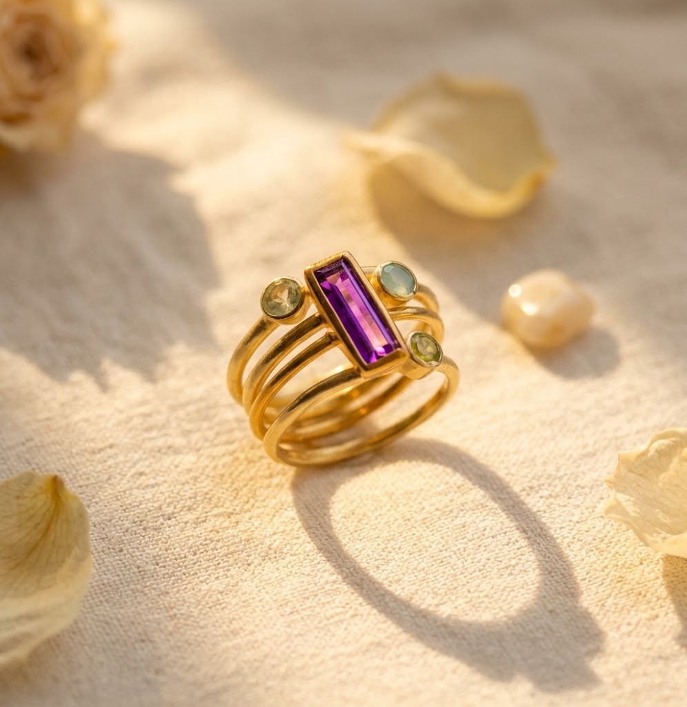 Adira bar birthstone ring with petite round family gemstone rings
