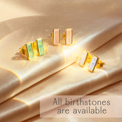 Tiny gemstone bar stud earrings available in all birthstones