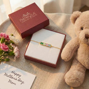 Custom birthstone bar bracelet gift box packaging, personalized engraved bracelet with hidden initials ready for gifting, rectangular birthstone bracelet for women, dainty custom jewelry present for mom, daughter, sister, bridesmaid, or best friend, elegant personalized bracelet in gift box for birthdays, Mother’s Day, Christmas, or special occasions