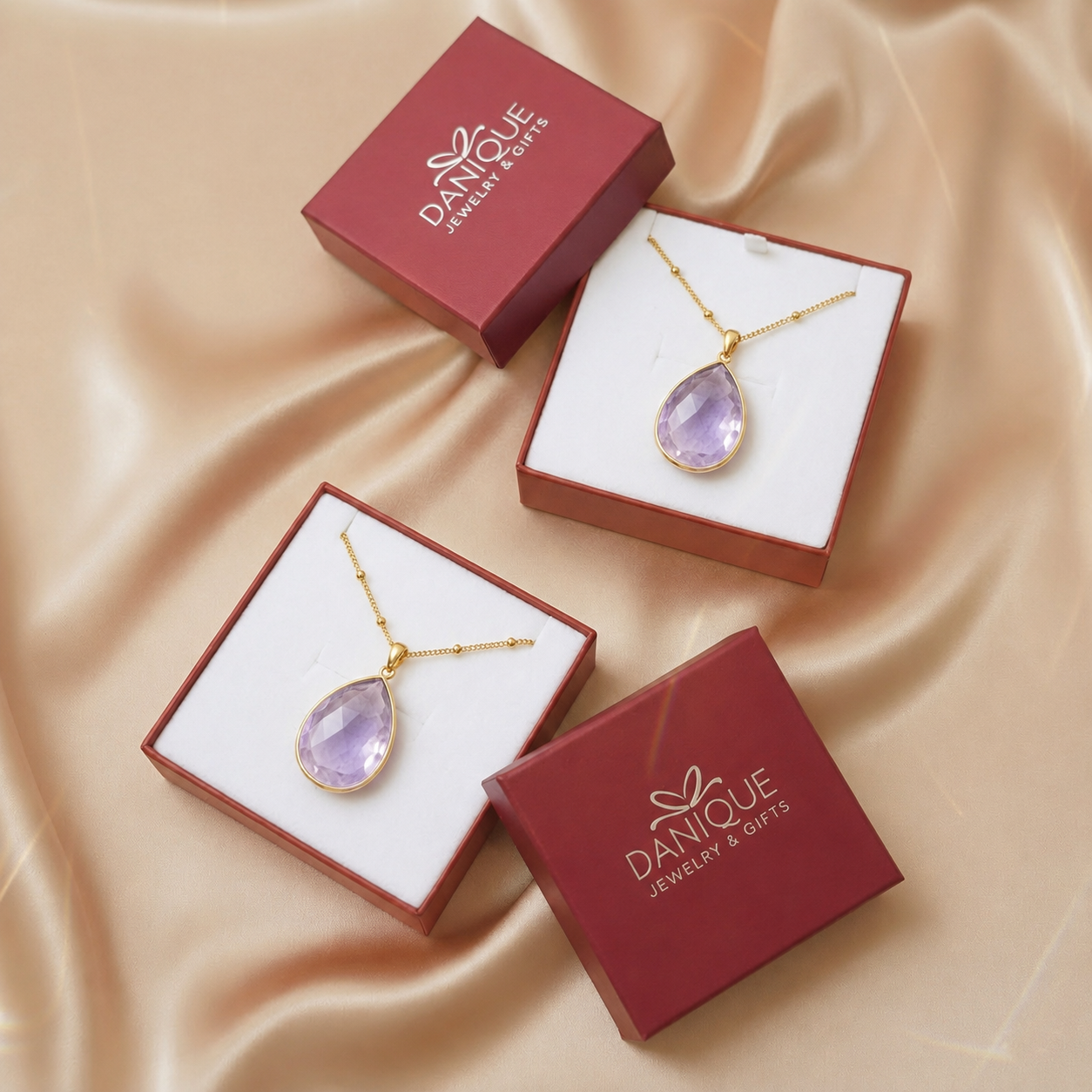 Alexandrite Necklace | June Birthstone, Sterling Silver or Gold Filled, Teardrop, Pear, Round, Circle, Diamond, Light Purple Jewelry Gift for Women