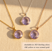 Alexandrite Necklace | June Birthstone, Sterling Silver or Gold Filled, Teardrop, Pear, Round, Circle, Diamond, Light Purple Jewelry Gift for Women