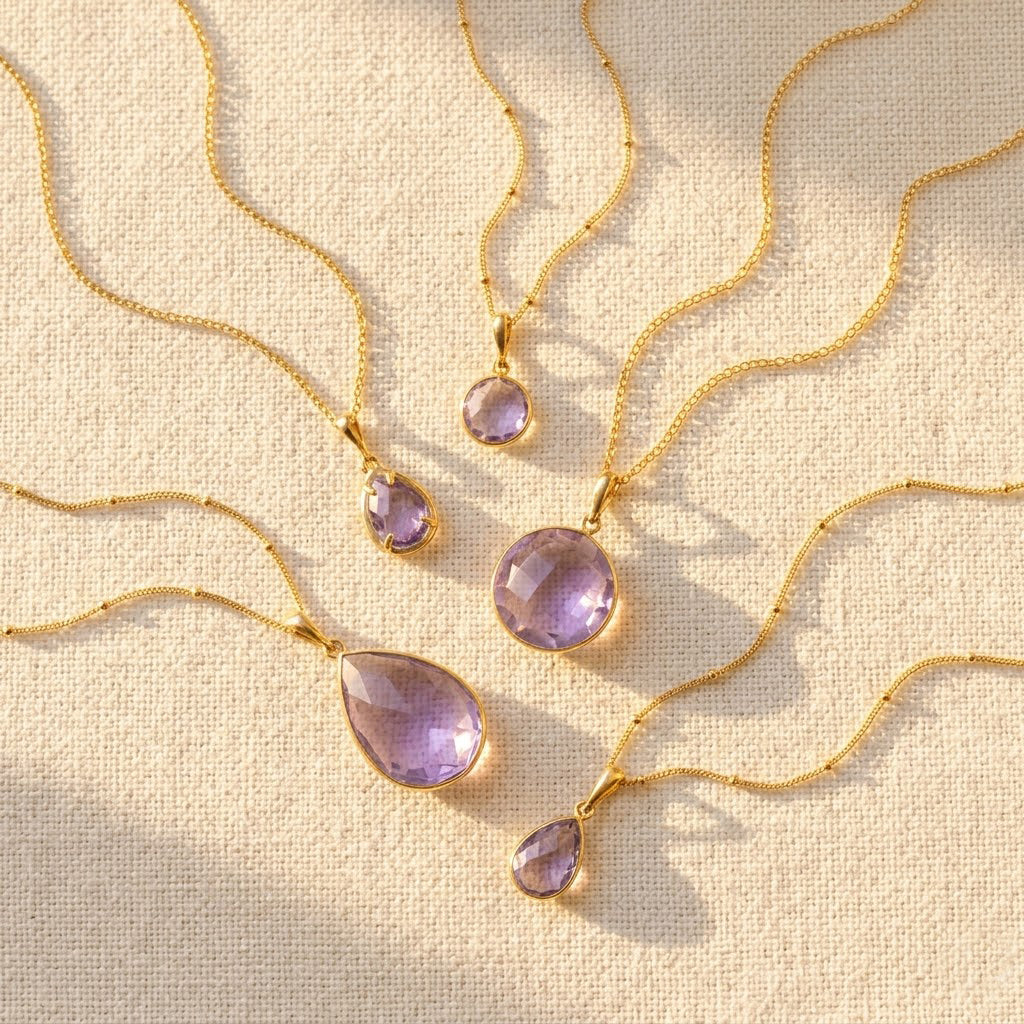 Alexandrite Necklace | June Birthstone, Sterling Silver or Gold Filled, Teardrop, Pear, Round, Circle, Diamond, Light Purple Jewelry Gift for Women