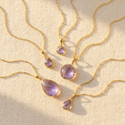 Alexandrite Necklace | June Birthstone, Sterling Silver or Gold Filled, Teardrop, Pear, Round, Circle, Diamond, Light Purple Jewelry Gift for Women