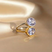 Stackable alexandrite rings oval bezel setting, June birthstone rings in sterling silver and gold vermeil