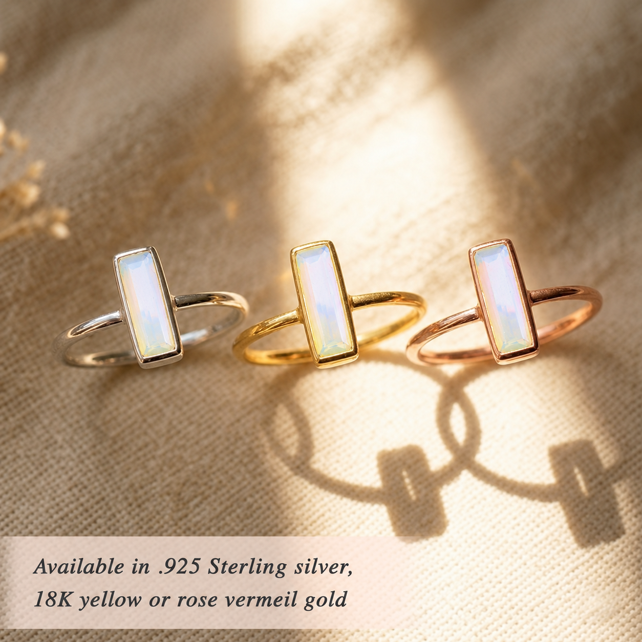 Tiny Opalite Bar Ring : October Birthstone