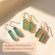 Aqua chalcedony baguette earrings available in sterling silver or 18k vermeil gold.