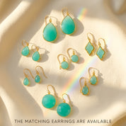 Matching aqua chalcedony earrings and necklaces set gold gemstone jewelry March birthstone collection