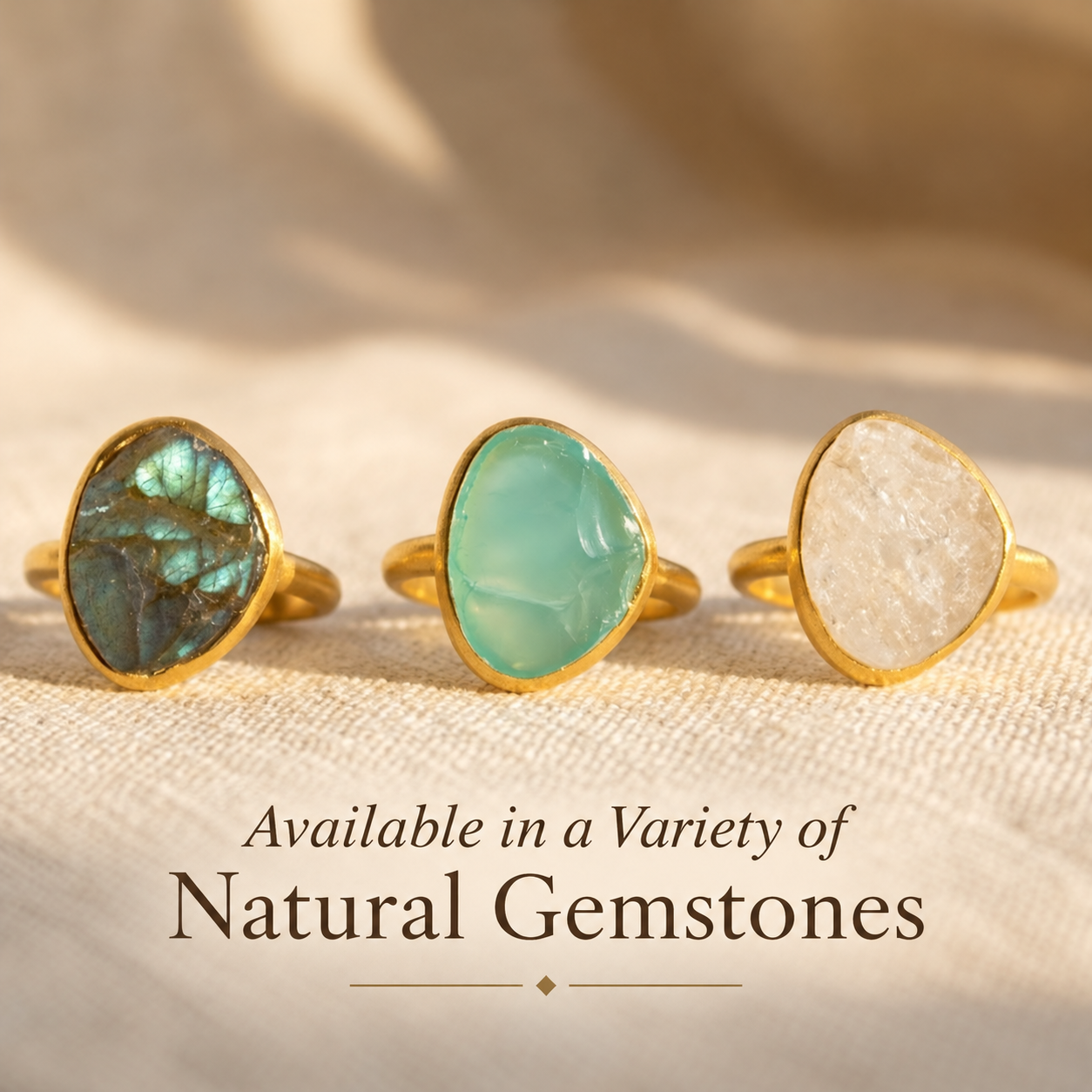 Rough Cut Aqua Chalcedony Teardrop Ring, March Birthstone