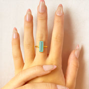 Aqua Chalcedony Bar Ring : March Birthstone