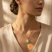 Personalized aquamarine-inspired necklace with engraved oval charm, dainty gold pendant jewelry for everyday wear