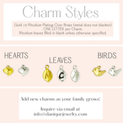 Family Tree Necklace with Dangling Hand Stamped Leaf Initial Charms
