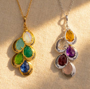 Mother's Necklace with Kids Birthstones, Names and Birthdays