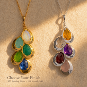 Mother's Necklace with Kids Birthstones, Names and Birthdays