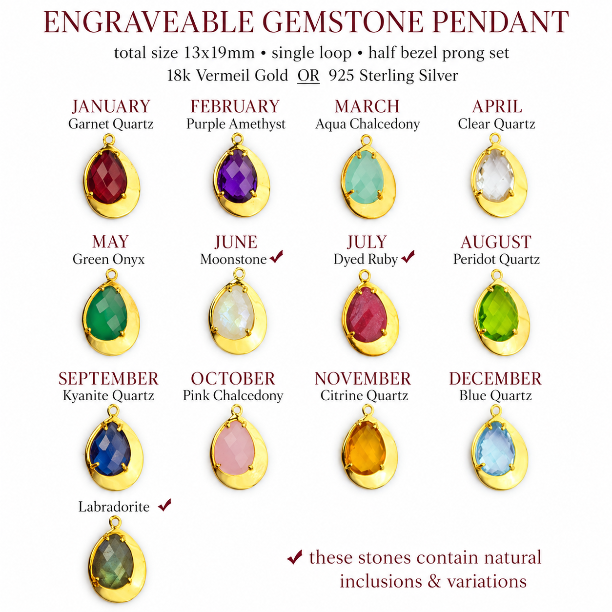 Mother's Necklace with Kids Birthstones, Names and Birthdays