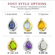 Mother's Necklace with Kids Birthstones, Names and Birthdays