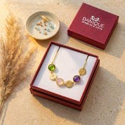 Dainty birthstone bracelet with initials for mom gold minimalist jewelry in danique jewelry branded box