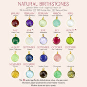 June alexandrite, July ruby, August peridot, September sapphire. Family tree necklace gemstone chart for personalized grandmother jewelry.