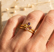 Family birthstone ring gold with colorful gemstones representing children