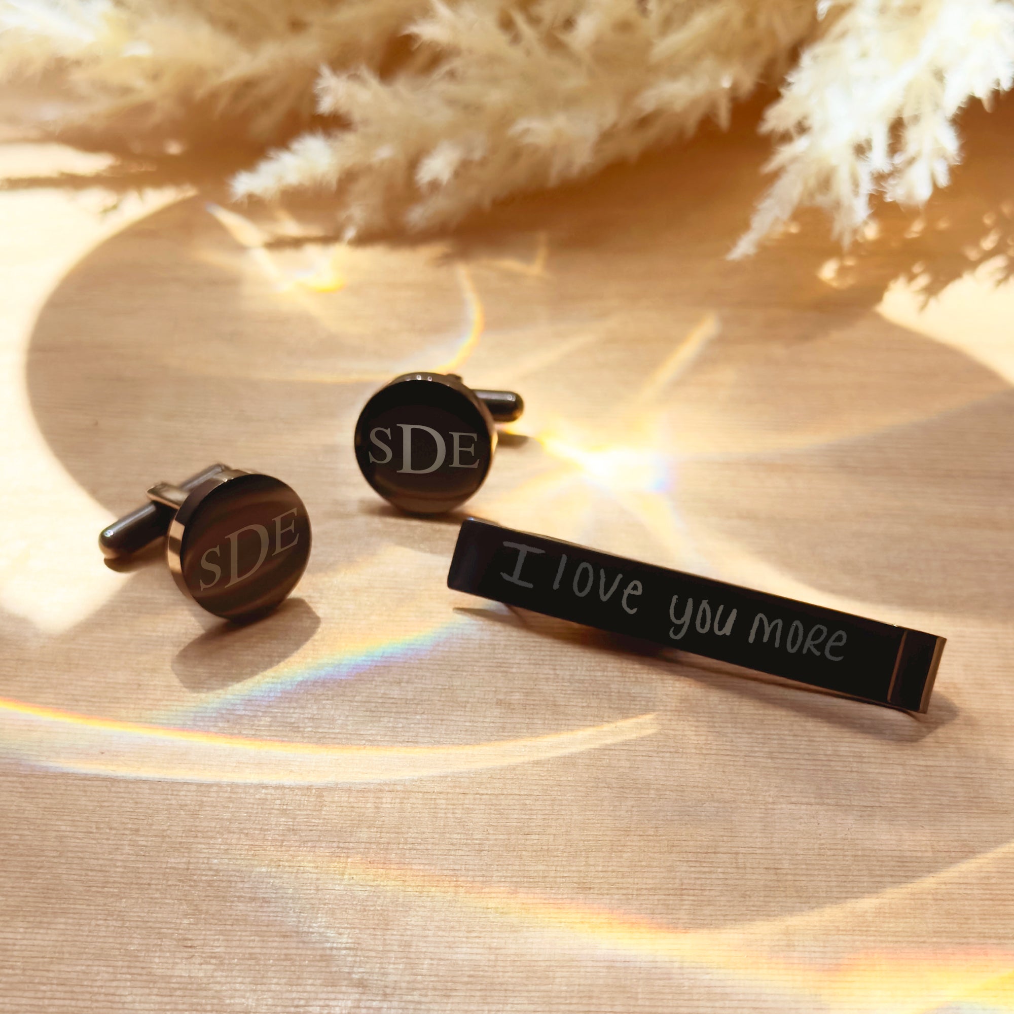 Custom Metal Tie Clip & Cufflinks Set, Engraved Tie Tack for Men, Personalized Tie Bar for Men Wedding, Groomsman Gift, Best Father's Day Gift for Dad