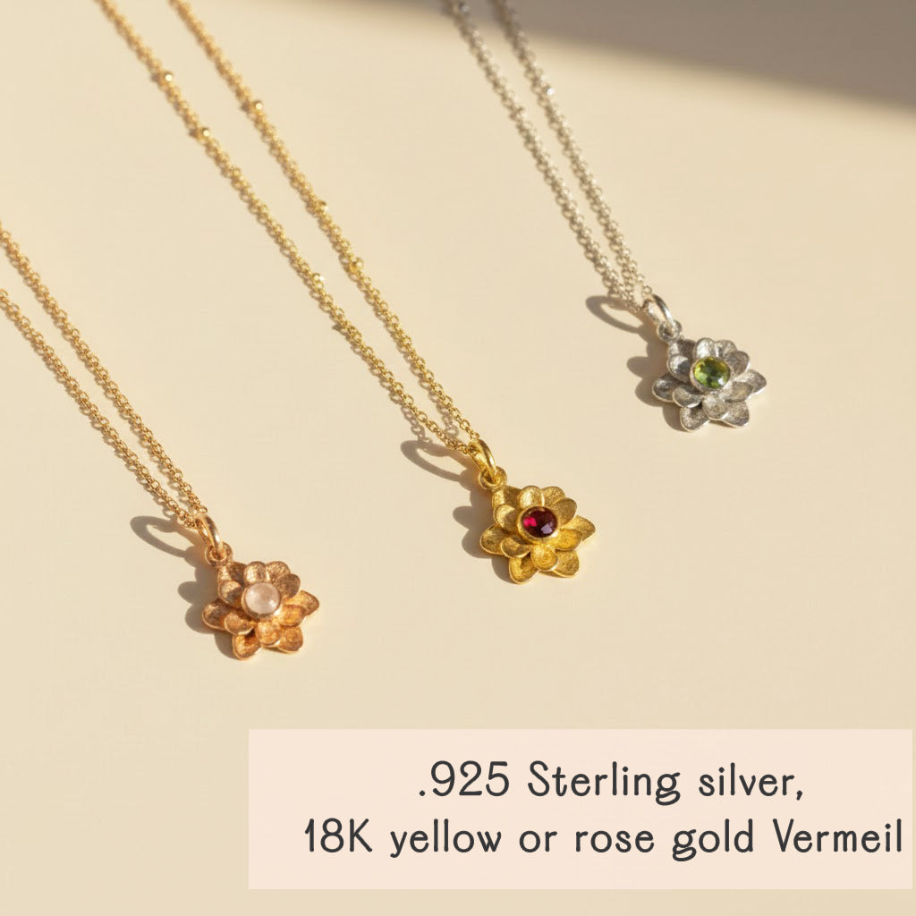personalised birthstone flower pendant necklace set in gold filled finish with rich yellow citrine birthstone, bloom shaped design symbolizing warmth and friendship, ideal for gifting to daughter or sister, customizable name or date engraving available, minimalist flower birthstone necklace that layers beautifully with other gold chains, thoughtful custom jewelry gift for women