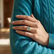 blue topaz cushion cut ring on hand, minimalist gemstone ring for women, aquamarine blue topaz solitaire ring gift for her