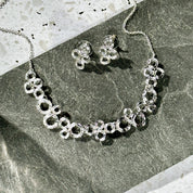 silver boho buble circles earrings and necklace set. boho jewelry, silver earrings, boho necklace and earrings set. 