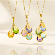 custom family birthstone necklace with name charms and earrings set meaningful gift for mother or grandma