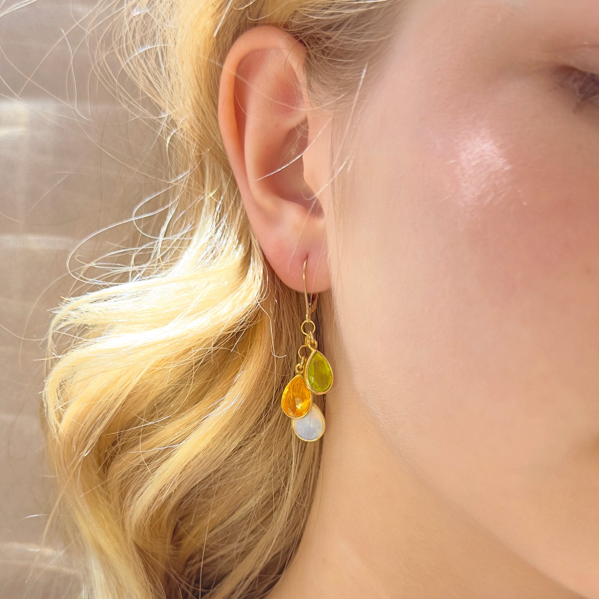 Mother's Birthstone Cascade Earrings, Personalized Teardrop Dangle Earrings, Multi Stone Drop Earrings, Mother's Day Gift, Birthstone Jewelry for Mom