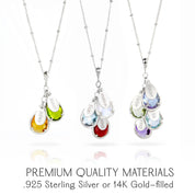 The Danique Birthstone & Name Necklace for Mom, Mother's Cascade Pendant, Sterling Silver or Gold Fill, Personalized Gift for Mom, Family Jewelry