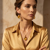 citrine earrings and necklace matching jewelry set
