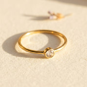 clear quartz ring gold dainty april birthstone 