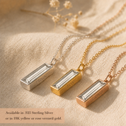 Clear Quartz Vertical Bar Necklace : April Birthstone : Adira Series