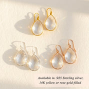 clear quartz teardrop earrings gold minimalist drop earrings gift for her