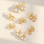 clear quartz earrings gold vermeil drop earrings april birthstone jewelry set