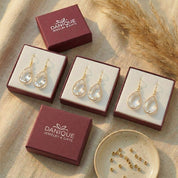 clear quartz earrings gift box gold jewelry gift for her ready to gift